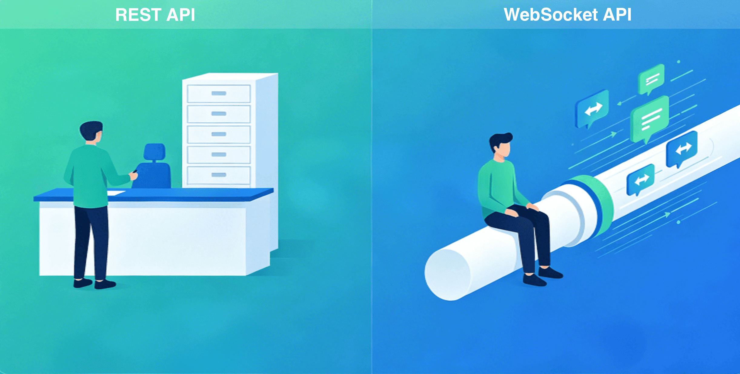 Difference between REST API and WebSocket API